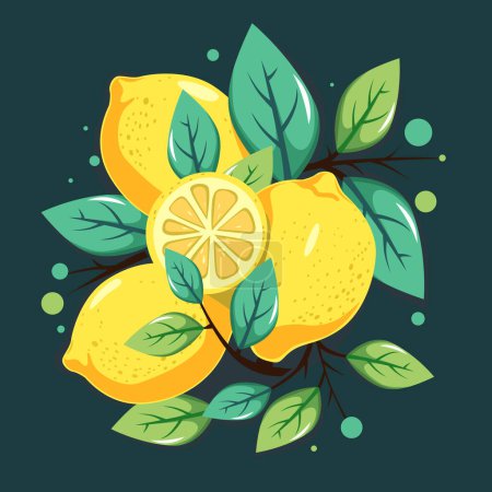 Illustration for Lemons, vector illustration. Appetizing juicy ripe tropical fruit - Royalty Free Image