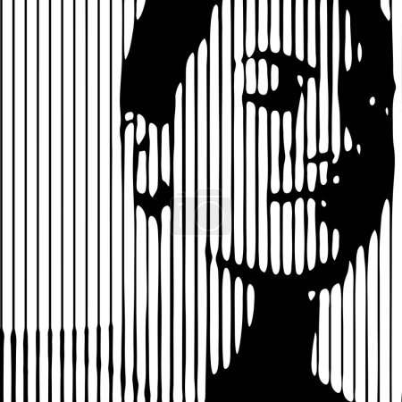 Ilustración de Retrato de mujer joven. Abstracto hermoso dibujo de la cara femenina con líneas. Chica, belleza minimalista y diseño de moda, ilustración vectorial - Imagen libre de derechos