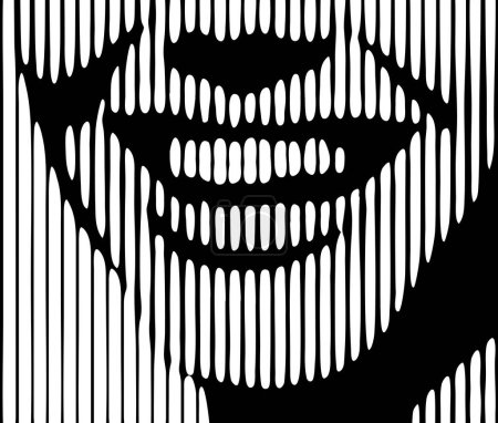 Illustration for Smile of young woman. Abstract beautiful female face drawing with lines, detail. Minimalist beauty and fashion design, vector illustration - Royalty Free Image