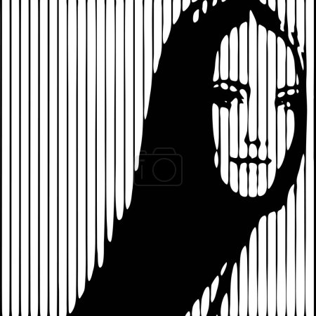 Illustration for Abstract beautiful female face drawing with lines. Young woman. Girl, minimalist fashion design, vector illustration - Royalty Free Image