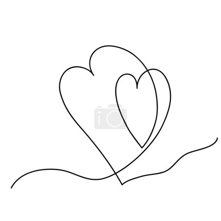 Illustration for Two hearts, continuous line, love concept, vector illustration - Royalty Free Image