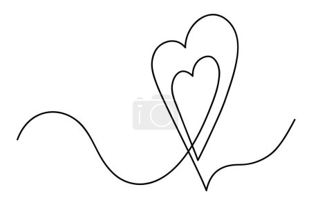 Illustration for Two hearts, continuous line, love concept, vector illustration - Royalty Free Image