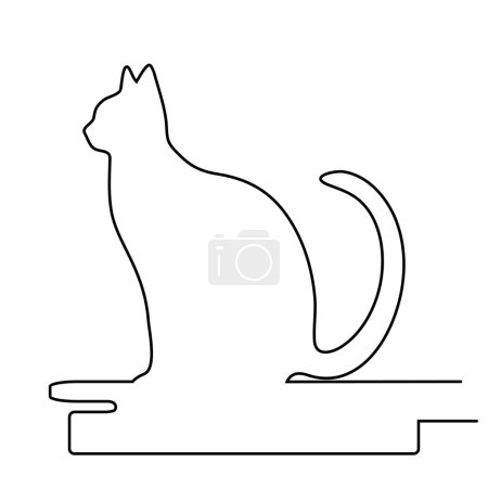 Illustration for Cat toilet icon, contemporary design, continuous line drawing, vector illustration - Royalty Free Image