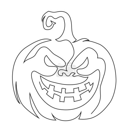 Illustration for Pumpkin of halloween drawing with continuous line, vector illustration - Royalty Free Image