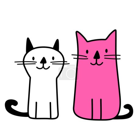 Illustration for White pink cats, contemporary design, vector illustration - Royalty Free Image