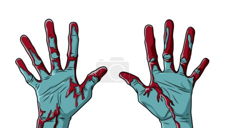Illustration for Zombie hands covered in blood, halloween banner, vector illustration - Royalty Free Image