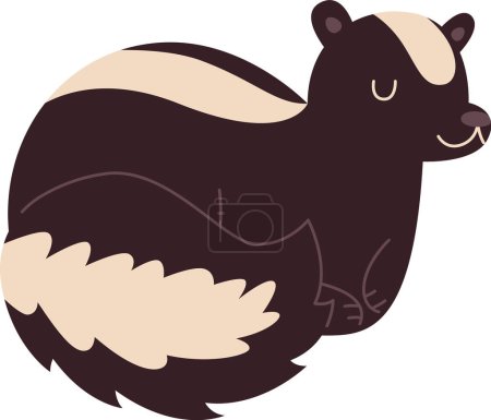 Téléchargez les illustrations : Mignon sauvage somnolent Skunk. Illustration vectorielle - en licence libre de droit