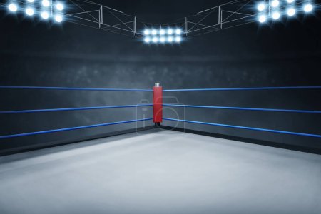 Professional boxing ring 3d illustration