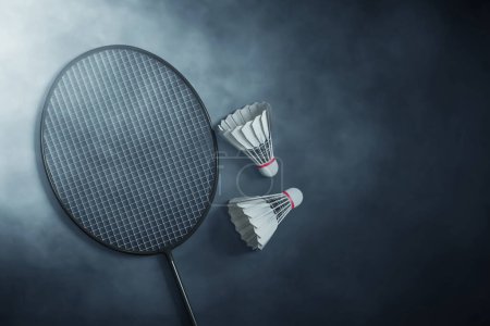 Téléchargez les photos : Équipement de badminton vue de dessus sur illustration 3D - en image libre de droit