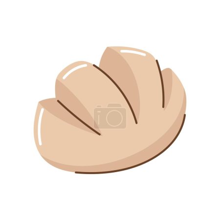 A delicious loaf of freshly baked wheat bread with a a golden crust. Vector illustration