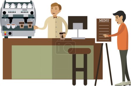 Illustration for Man visitor at coffee house vector icon isolated on white background - Royalty Free Image
