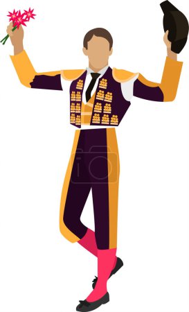 Illustration for Bullfighter character vector icon isolated on white background - Royalty Free Image