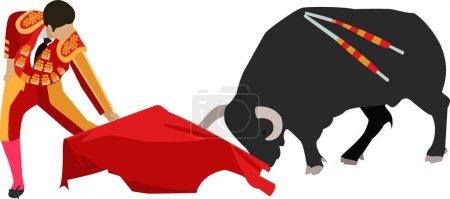 Illustration for Matador and bull fighting vector icon isolated on white background - Royalty Free Image