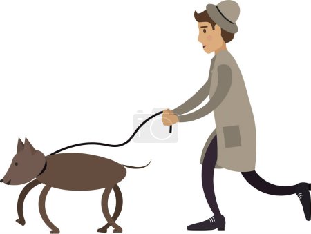 Téléchargez les illustrations : Détective avec chien sur piste icône vectorielle isolé sur fond blanc - en licence libre de droit