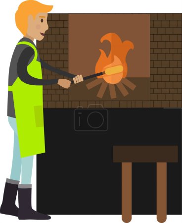 Ilustración de Vidrio que parte el vidrio en el icono del vector del horno aislado sobre fondo blanco - Imagen libre de derechos