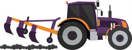 Illustration for Tractor plowing farm field vector icon isolated on white background - Royalty Free Image