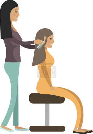 Illustration for Hairdresser hairstyling woman model vector icon isolated on white background - Royalty Free Image