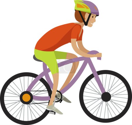 Sportsman riding bicycle training outdoors vector icon isolated on white background