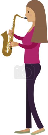 Téléchargez les illustrations : Musicien jouant icône vectorielle saxophone isolé sur fond blanc - en licence libre de droit