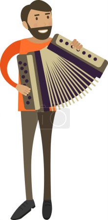 Musician playing accordion vector icon isolated on white background