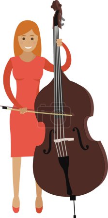 Musician playing on double bass vector icon isolated on white background