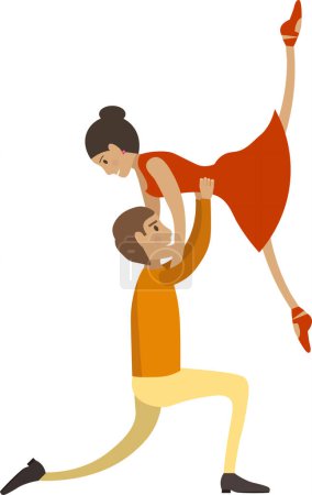Illustration for Man and woman couple ballet dancer vector icon isolated on white background - Royalty Free Image