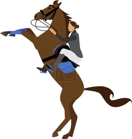 Téléchargez les illustrations : Femme équitation cheval vecteur icône isolé sur fond blanc - en licence libre de droit