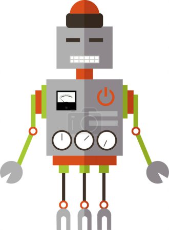 Robot with alarm knob on head vector icon isolated on white background