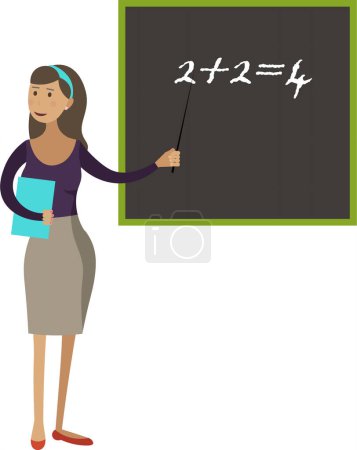 Teacher at blackboard teaching math vector icon isolated on white background