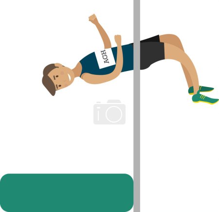 Sportsman performing high jump over beam vector icon isolated on white background
