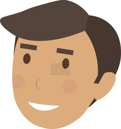 Téléchargez les illustrations : Icône vectorielle sourire mâle isolé sur fond blanc - en licence libre de droit