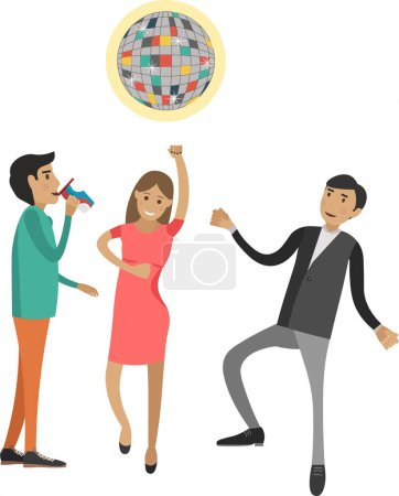 People parting at nightclub vector icon isolated on white background
