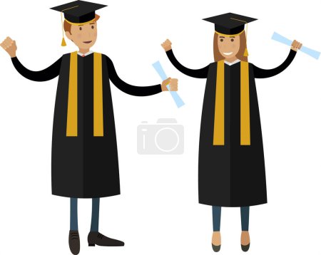 Student celebrating graduation ceremony vector icon isolated on white background