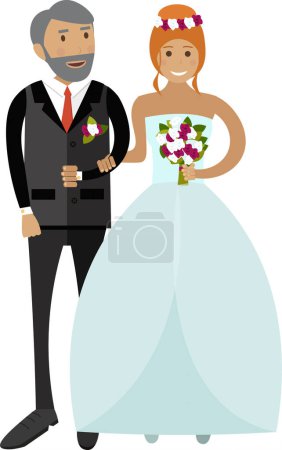 Father leading bride down to aisle vector icon isolated on white background