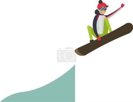Icône vectorielle homme snowboard isolé sur fond blanc