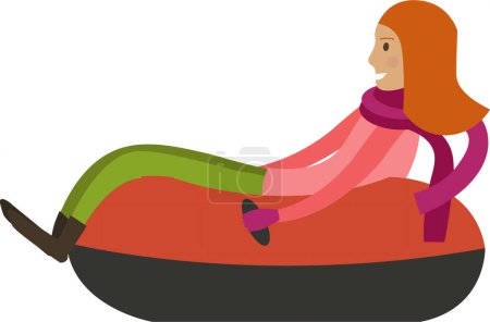 Woman sledding tube vector icon isolated on white background