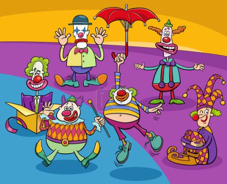 Ilustración de Dibujos animados ilustración de payasos divertidos o personajes de comediantes grupo - Imagen libre de derechos