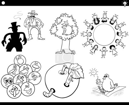 Ilustración de Ilustración conjunto de conceptos de dibujos animados humorísticos o metáforas o dichos con personajes cómicos - Imagen libre de derechos