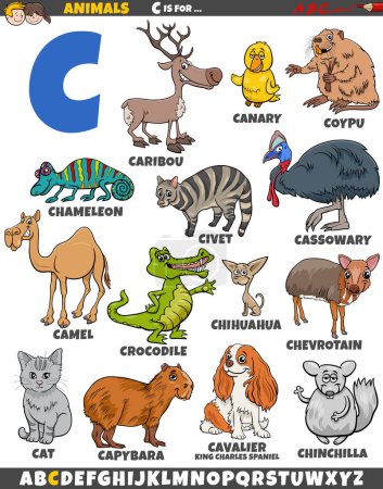 Ilustración de Dibujos animados ilustración de personajes de animales conjunto para la letra C - Imagen libre de derechos