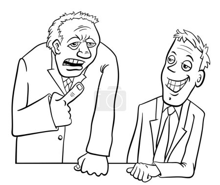 Illustration for Cartoon illustration of two men or businessmen having a discussion or debate coloring page - Royalty Free Image