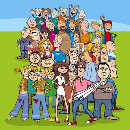 Ilustración de Dibujos animados ilustración de personajes de la gente en la multitud - Imagen libre de derechos