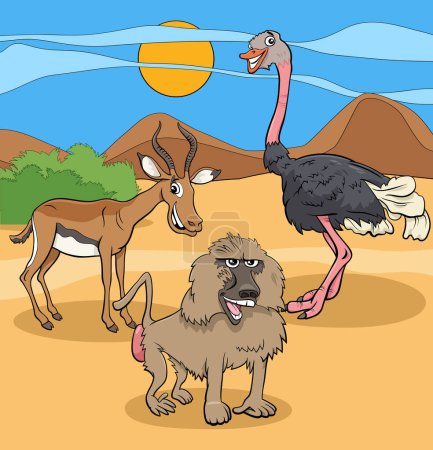 Dibujos animados ilustraciones de personajes divertidos animales salvajes africanos