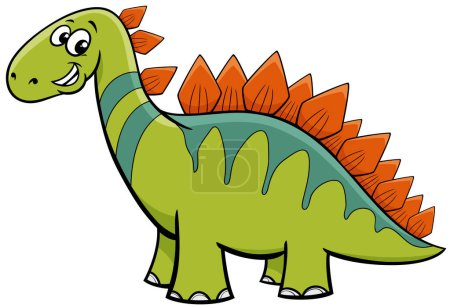 Cartoon illustration of cute Stegosaurus dinosaur prehistoric animal character