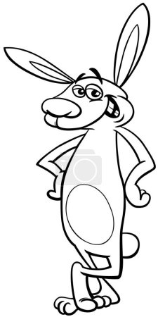 Schwarz-weiße Cartoon-Illustration von lustigen Kaninchen Comic Animal Charakter Ausmalseite