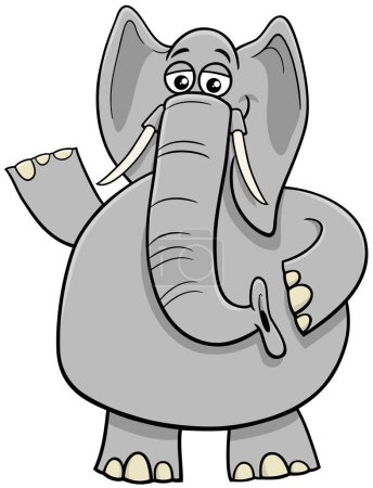 Téléchargez les illustrations : Illustration de bande dessinée d'éléphant drôle caractère animal comique - en licence libre de droit
