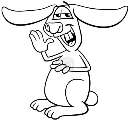 Cartoon-Illustration von lustigen Schlappohren Kaninchen Comic Tier Charakter Ausmalseite