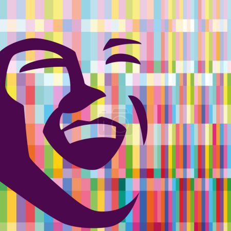 illustration graphique abstraite colorée avec visage d'homme heureux