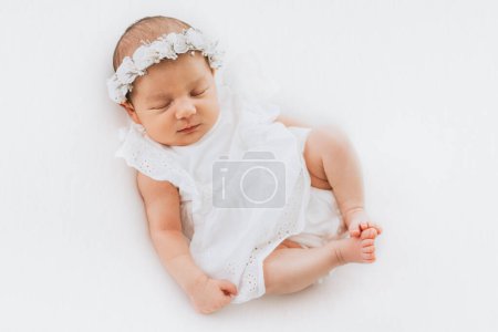 Photo for Newborn baby girl portrait, photographed in studio. - Royalty Free Image