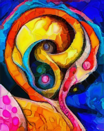 Foto de Serie abstracta colorida. Composición de trazos y doblajes de pintura de color sobre el tema del arte, la creatividad y el diseño. - Imagen libre de derechos