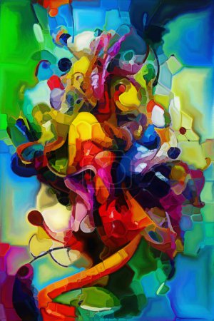 Foto de Serie abstracta colorida. Diseño compuesto por trazos y doblajes de pintura de color sobre el tema del arte, la creatividad y el diseño. - Imagen libre de derechos